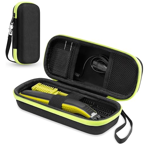 Étui rigide vert en EVA avec fermeture zippée et poches en filet pour rasoir OneBlade