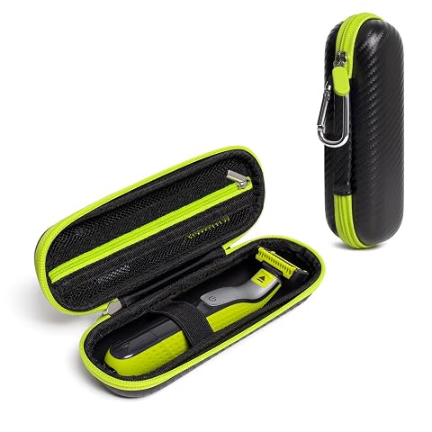 Étui rigide de voyage noir et vert citron pour tondeuse Philips OneBlade