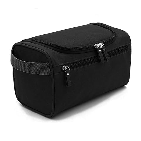 Trousse de toilette noire Aobetak suspendue, avec poignée, crochet et poche extérieure zippée